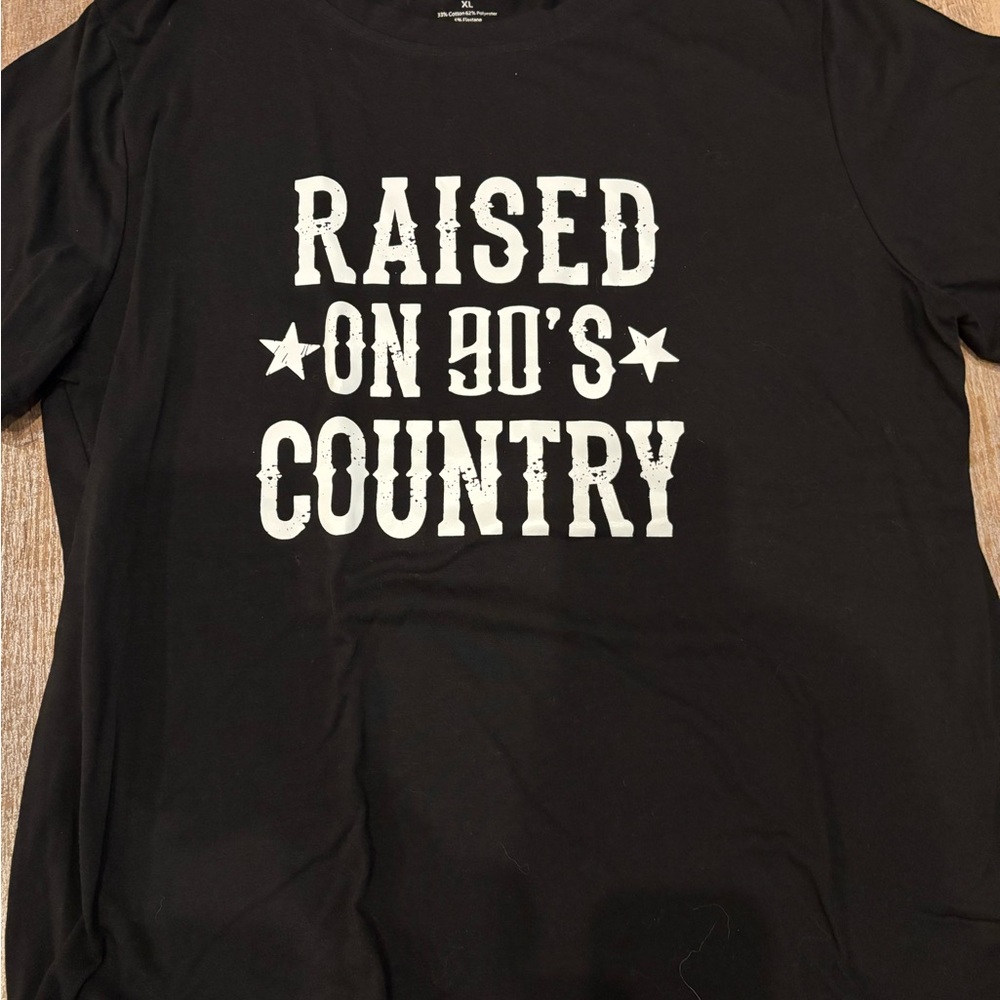 Raised On 90's Country Black Graphic Tee XL